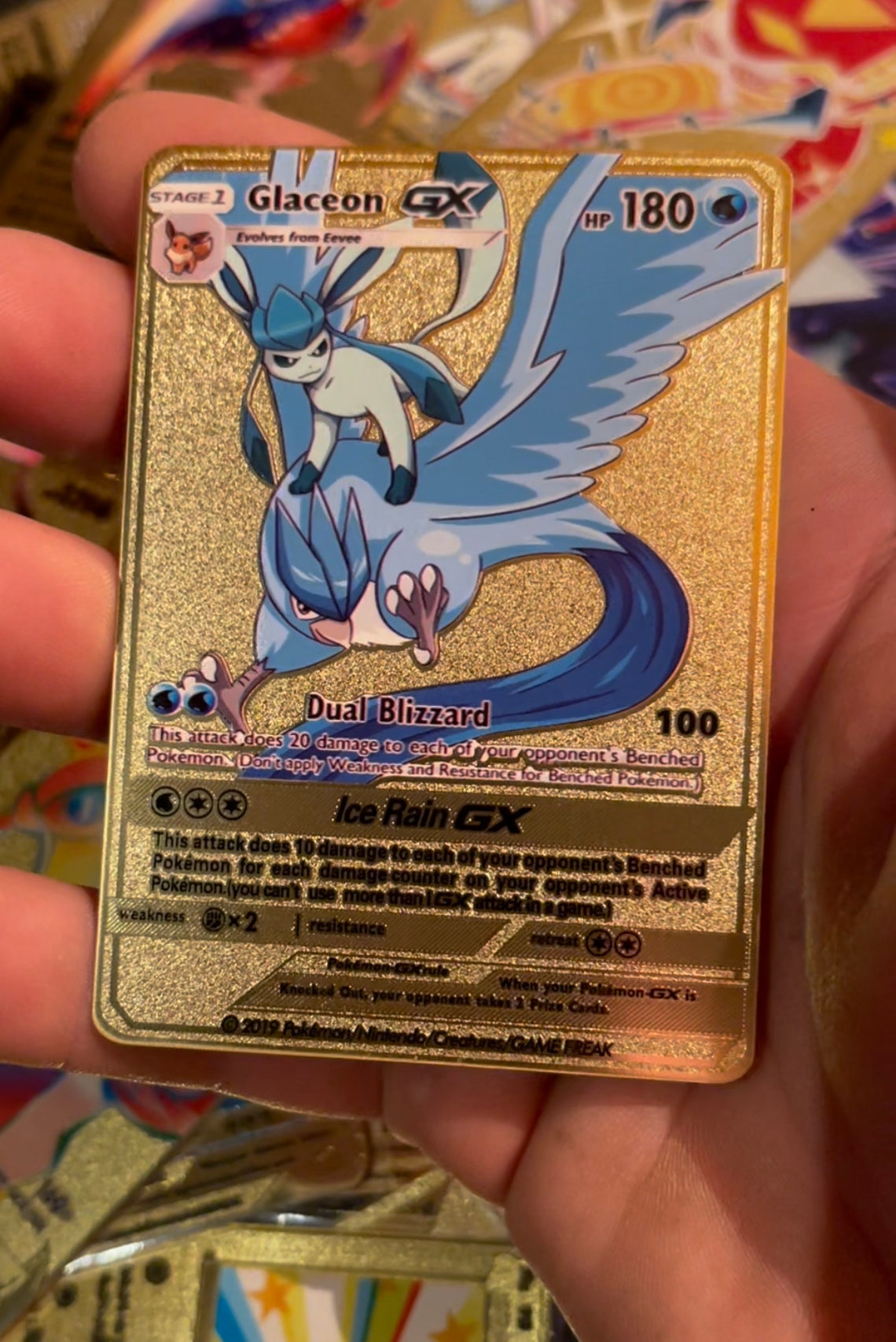 Gold Custom Pokemon Card Glaceon Gx Shiny Vmax Ex Metal - Etsy