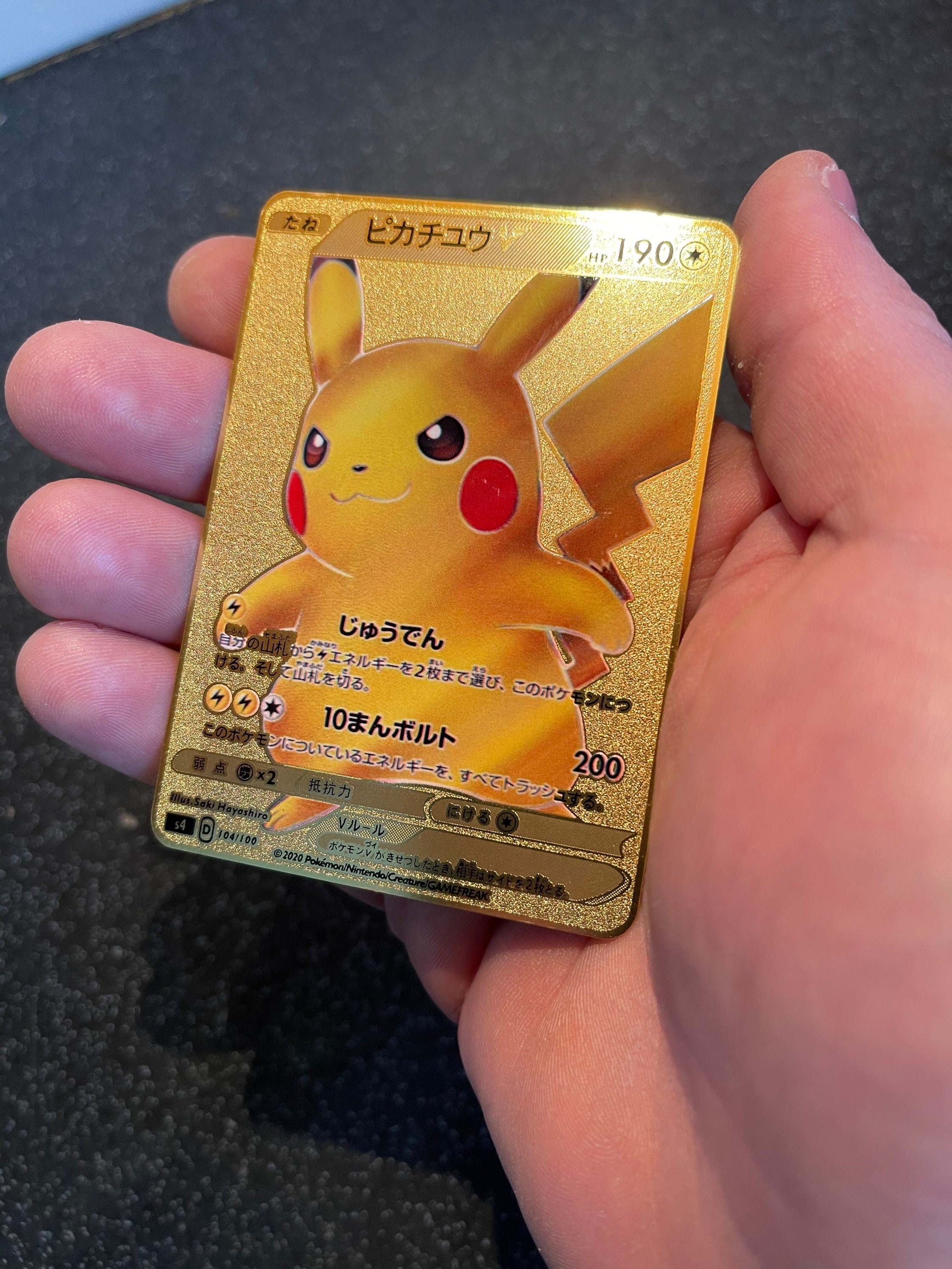Pokemon Gold And Silver Pikachu Gold metal Pikachu Japanese Pokemon playing card | Etsy