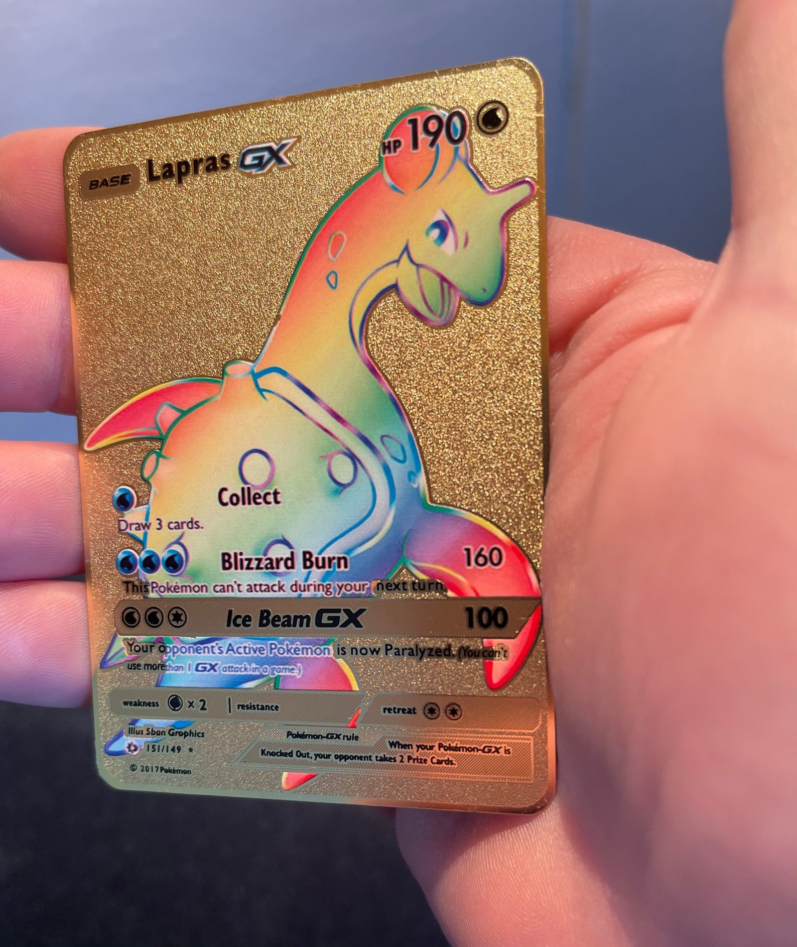 Rainbow Lapras GX Gold Metal Custom Pokemon Card Ex Gmax Vmax Etsy