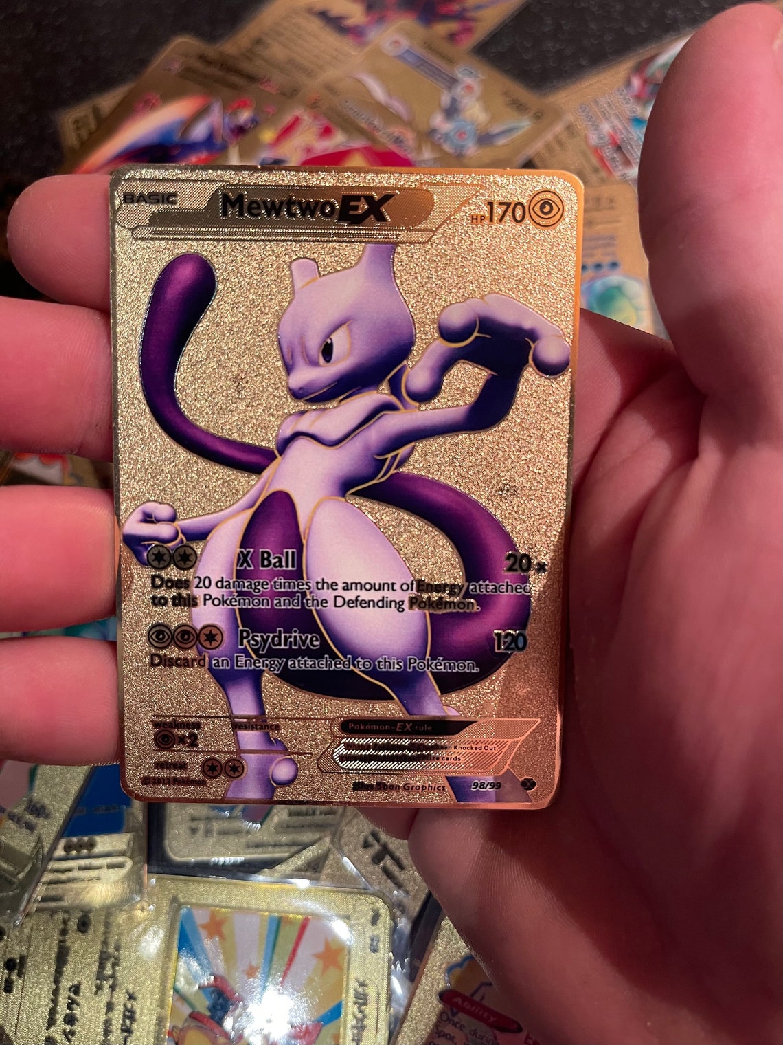 Mewtwo Ex Gold Metal Pokemon Card Dark Shadow Gx Mega Vmax - Etsy