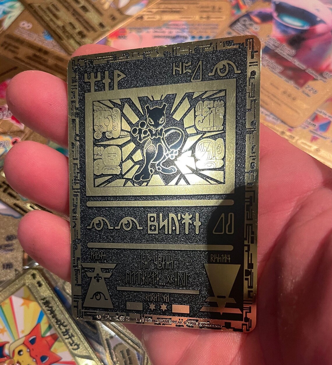 Gold Anicent Mewtwo Pokemon card Vmax gmax ex Shiny Rarest | Etsy