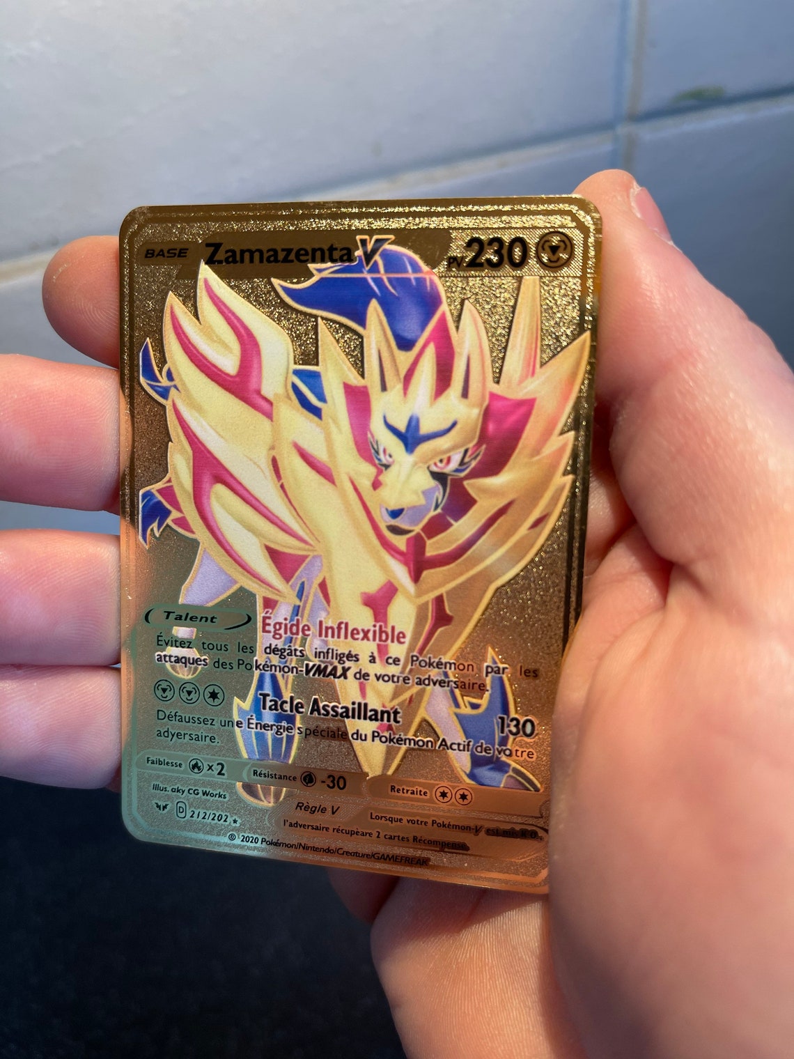 Zamazenta Pokemon card gold metal shiny card Etsy