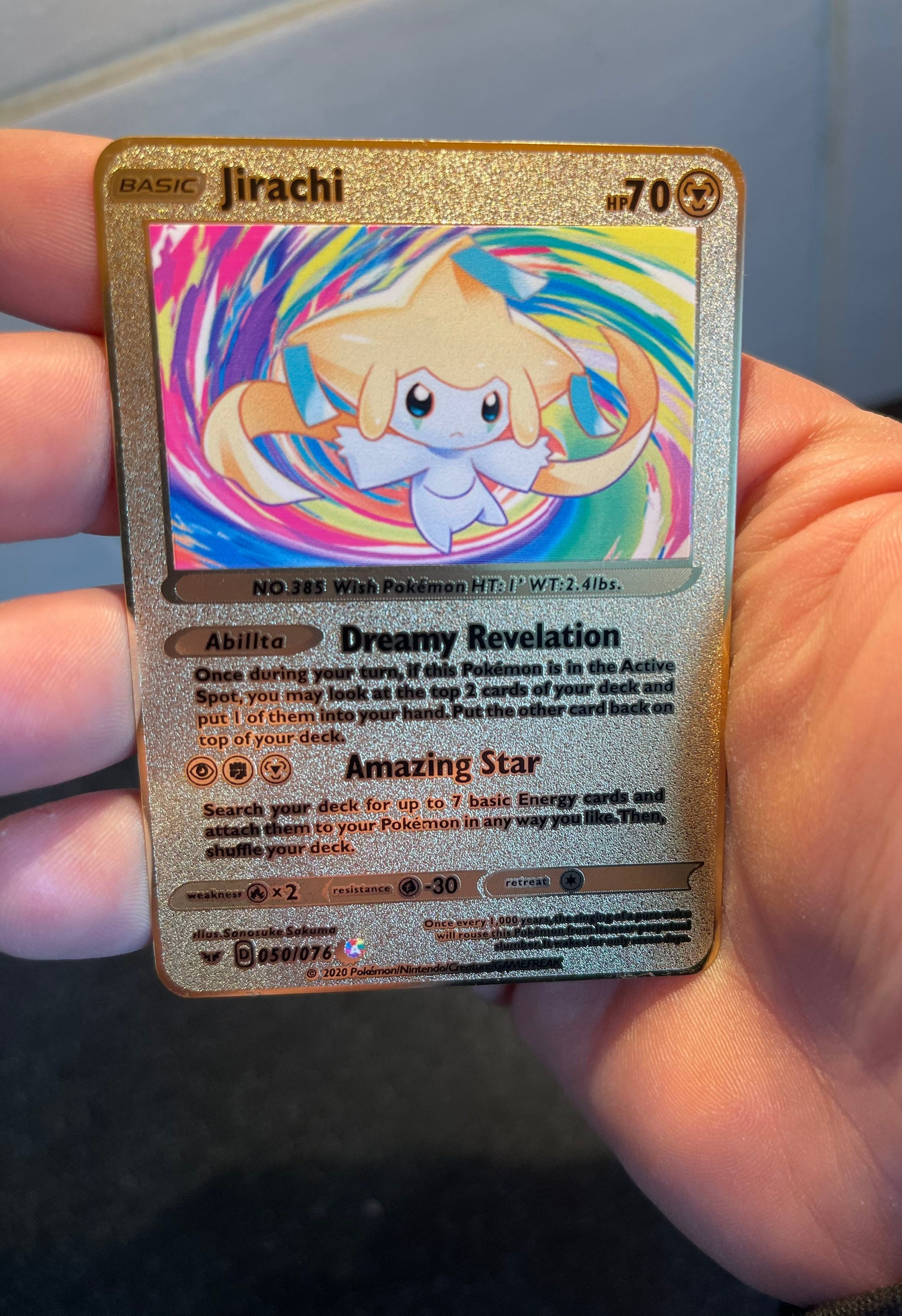 Gold Metal Pokemon Card Shiny Jirachi Collector Card Etsy UK