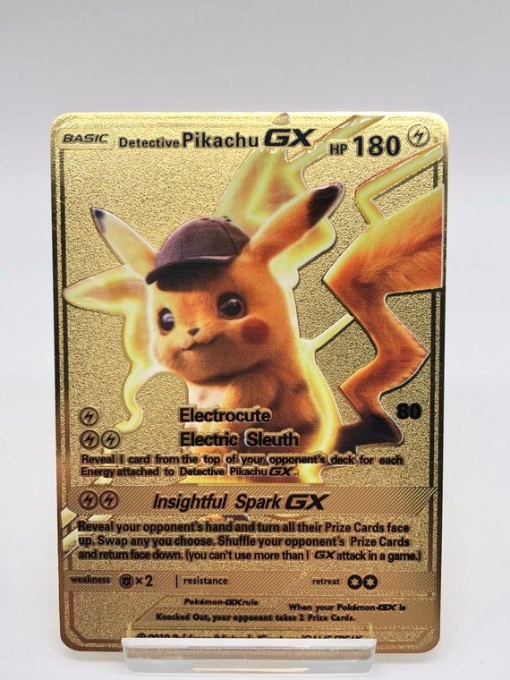 Custom Pokemon Card Detective Pokemon Gold Metal Shiny Gmax Etsy