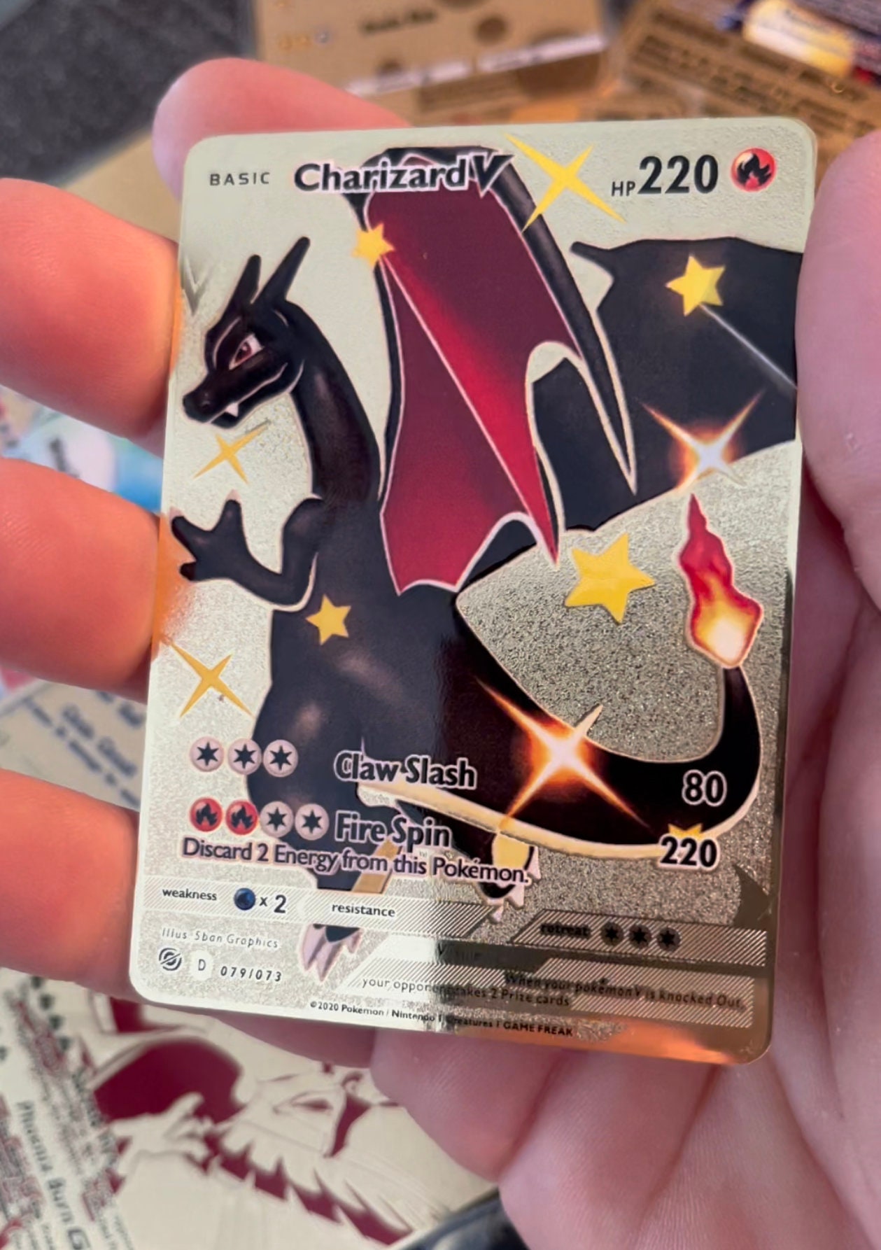Gold Metal Dark Charizard Custom Pokemon Card Rare Shiny Gift Etsy
