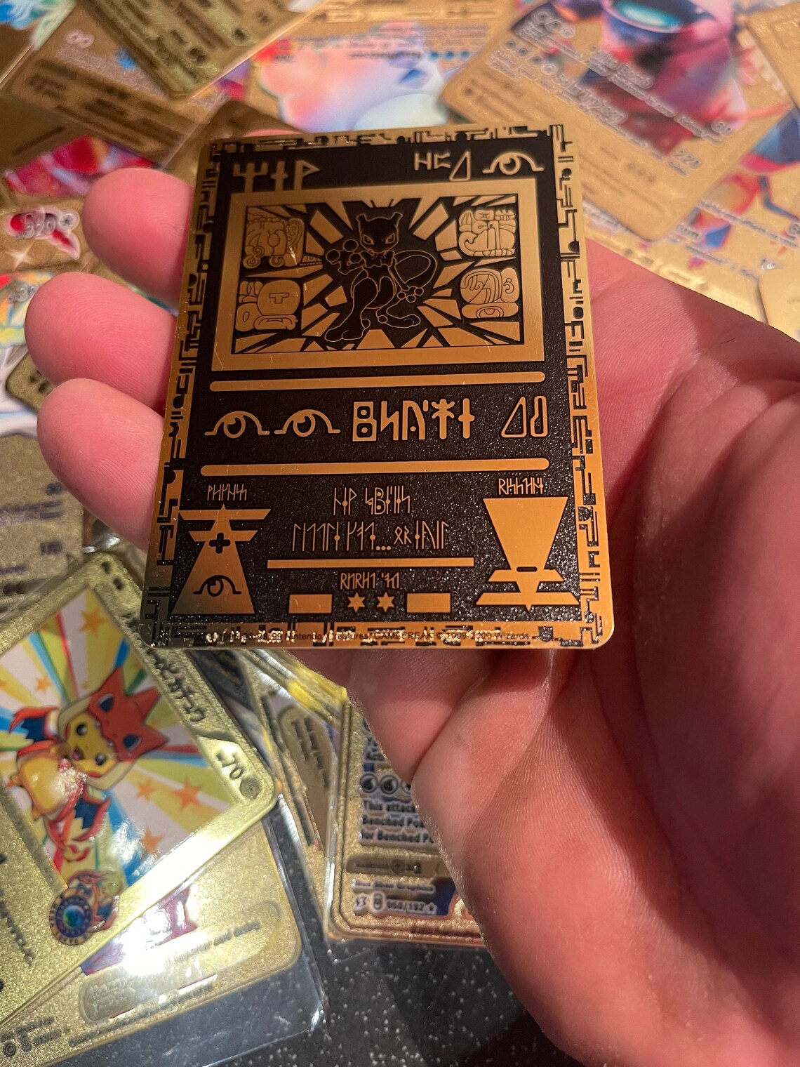 Gold Anicent Mewtwo Pokemon card Vmax gmax ex Shiny Rarest Etsy