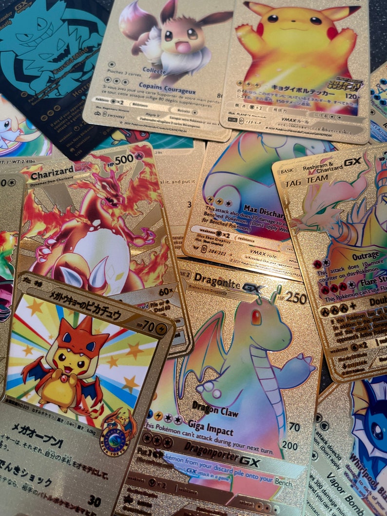 Carte Pokémon japonaise Pikachu en or métal rare Etsy France