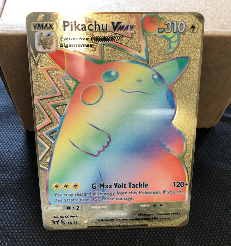 Gold Rainbow Pikachu Pokemon Card Custom Gold Metal Card Etsy UK