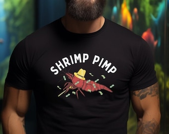 Shrimp Pimp - Neocaridina Freshwater Cherry Shrimp Lover Aquarist Unisex Basic Softstyle T-Shirt | Gildan 64000