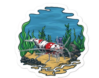 Shrimp Sticker Crystal Bee Red Shrimp Sticker Aquarium Gift StickerHobby Crystal Shrimp Fish Planted Aquascape Aquarist Sticker CRS