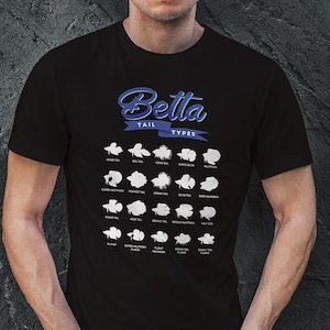 Betta Fish Shirt - Betta Tailtypes - Betta Species - Beta Fish Lovers Gift - Tropical Fish Aquarium T-Shirt - Types of Betta Tails