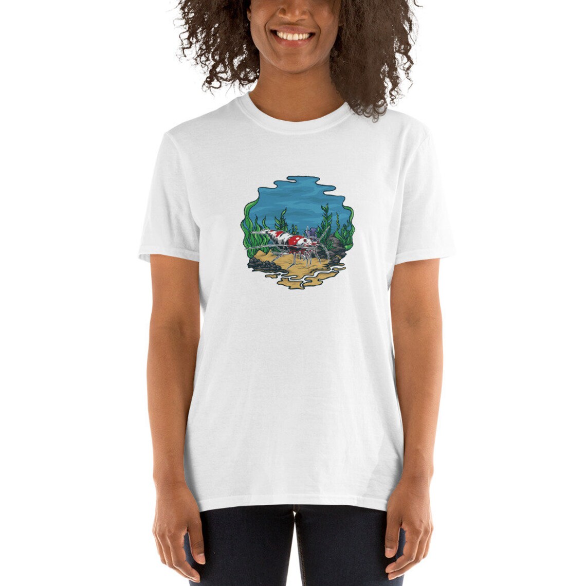 Unisex Crystal Bee camiseta de camarón rojo camarones camiseta de manga