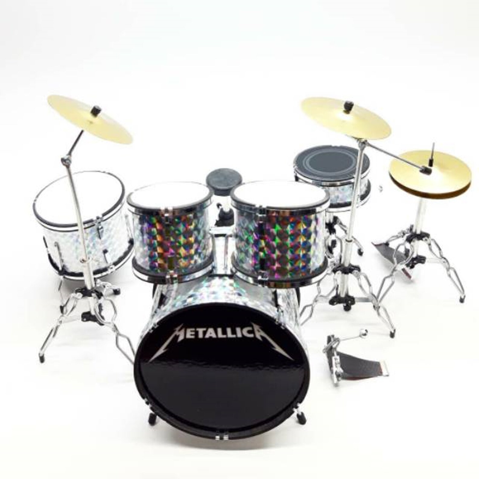 Realistic Miniature Drum Set Metallica Silver Musical Etsy