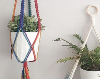 Rainbow Macrame Plant Hanger