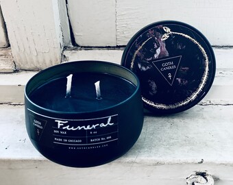 Funeral Rose Scented Soy Black Goth Candle