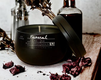 Funeral Rose Oud Scented - Handmade Soy Candle 8oz Tin by Goth Candles