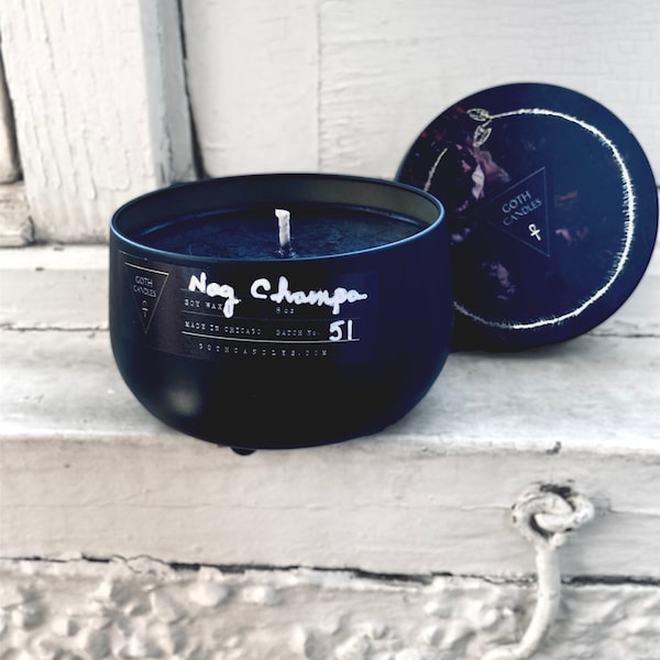 NAG CHAMPA | Goth Candle | 8oz Black Soy Wax | Black Tin | Goth Candles | Goth Gift | House Warming Gift | Hand Poured