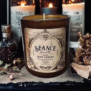 Incienso Oud / SEANCE / Vela de soja grande hecha a mano de 14 oz / Velas góticas / Regalo de inauguración de la casa gótico de brujas / Velas góticas / Halloween