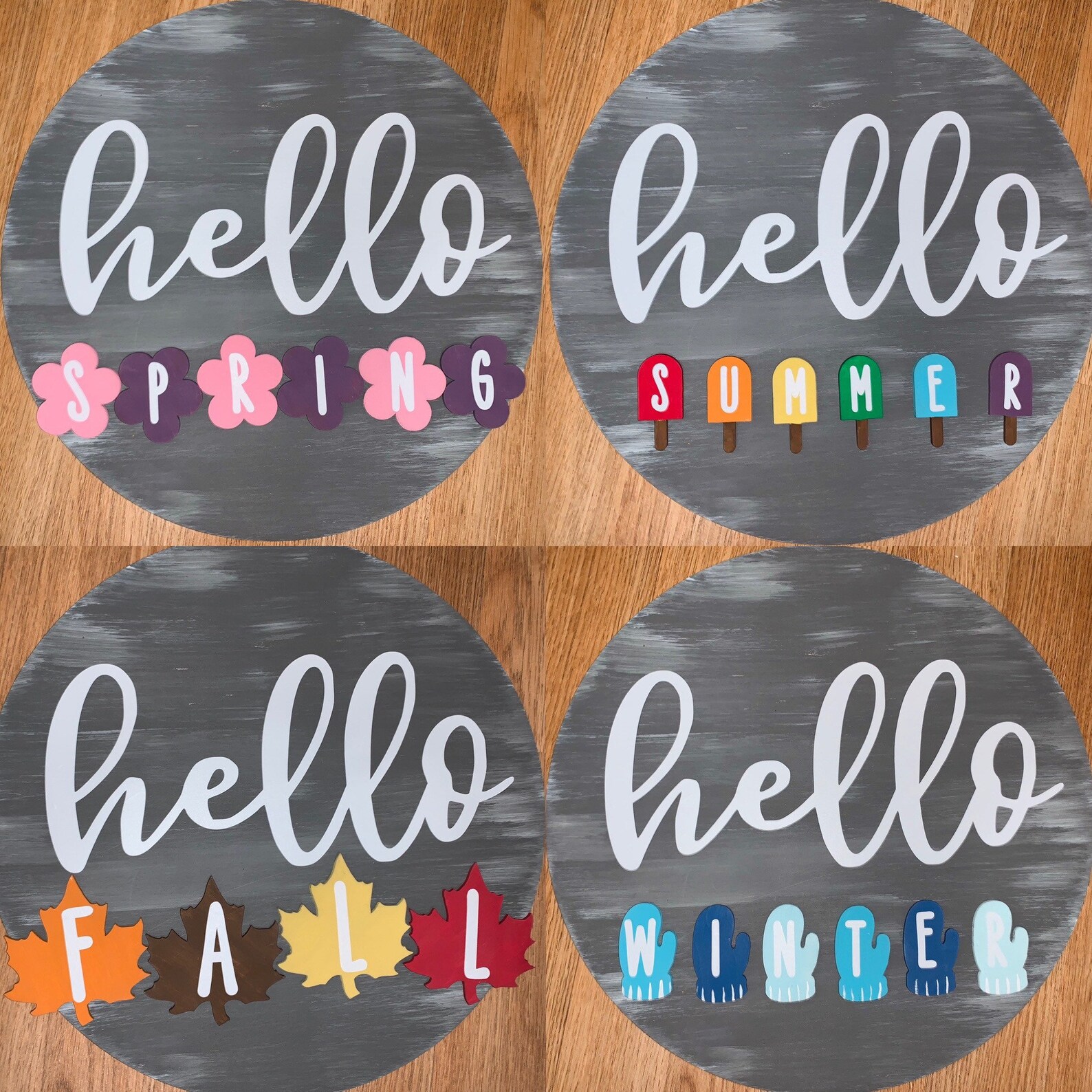 4 seasons interchangeable door sign round hanger winter summer Etsy