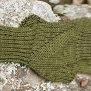 Knitting Pattern: Hand Warmers In One Color With A Textured Diagnoal Stripe
