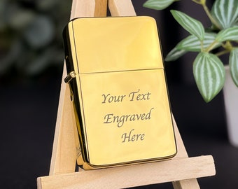 Personalised Engraved Lighter || Custom Text Lighter Gift for Him and Her || Personalized Brass Flip Lighter