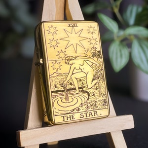 Briquet gravé personnalisé The Star Tarot Card || Briquet personnalisé cadeau pour elle et lui || Briquet Flip Cool design vintage || Cadeau Tarot