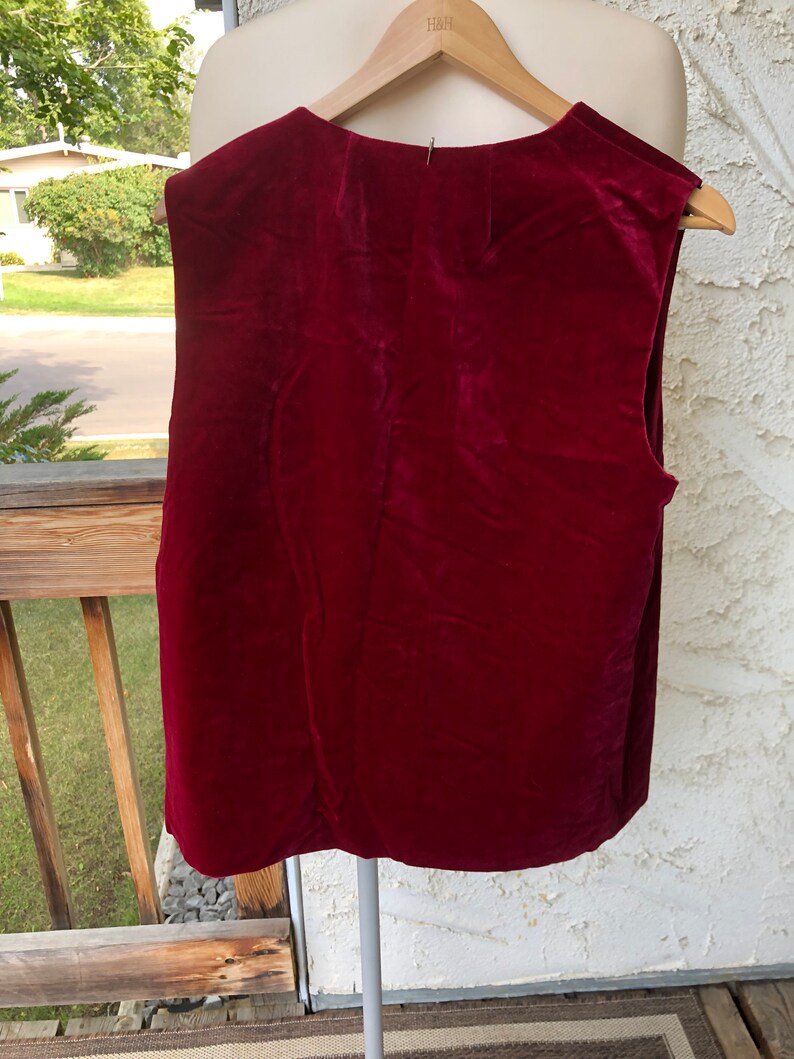 Vintage Ladies Red Velvet Vest Etsy