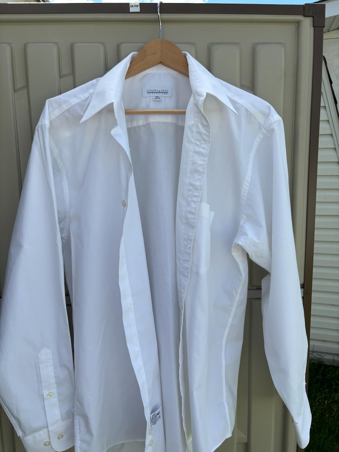 joseph feiss dress shirts Joseph & Feiss Mens Slim Fit White Dress Shirt in Polyester Blend, Size L 34/35  Long Sleeve Spread Collar Business Shirt