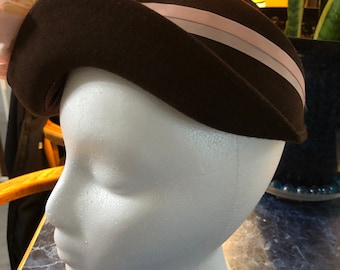 Vintage 1960’s Berk Brown Wool Felt  Cloche Hat