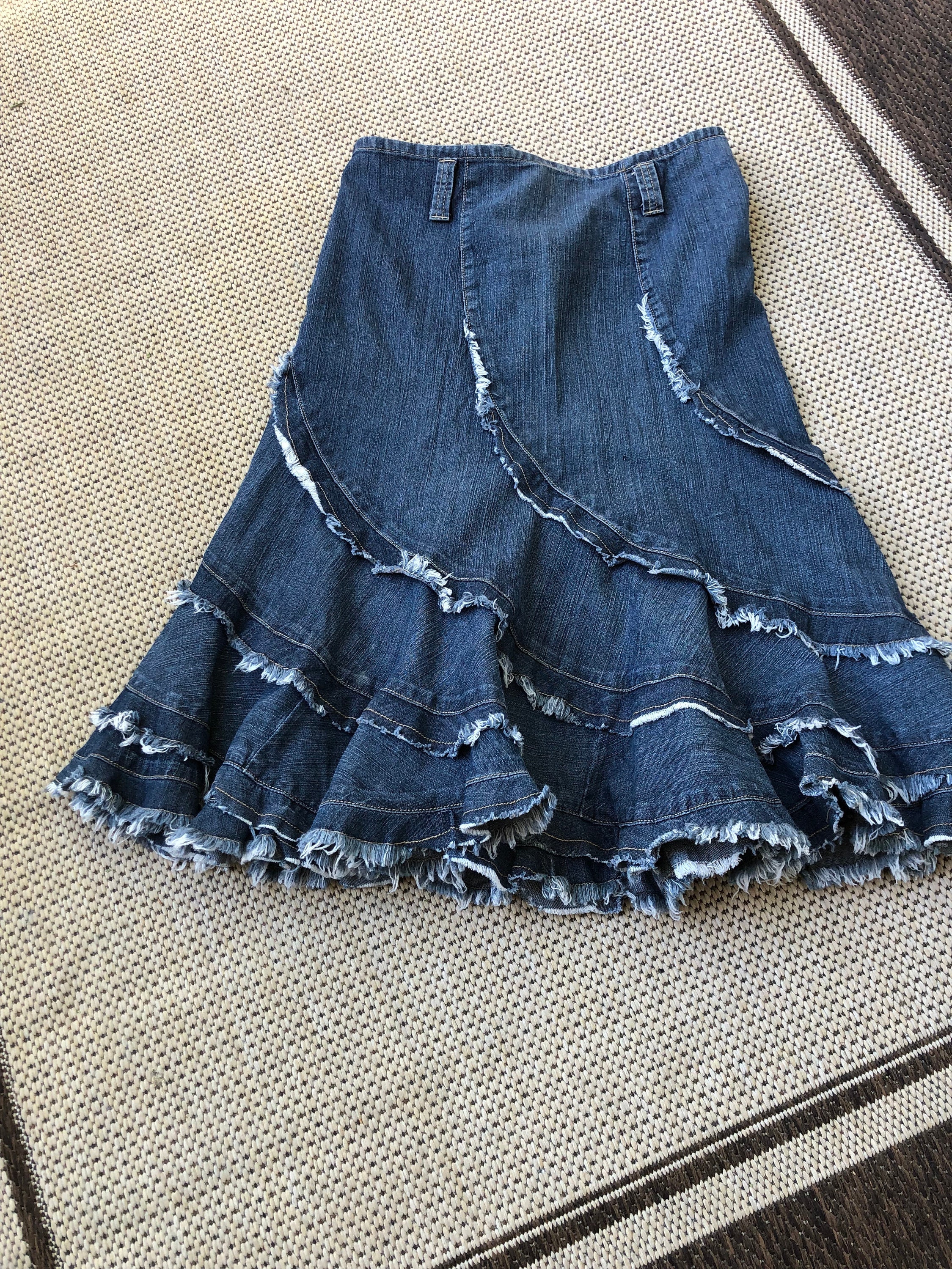 New Look Denim Flare Skirt Etsy