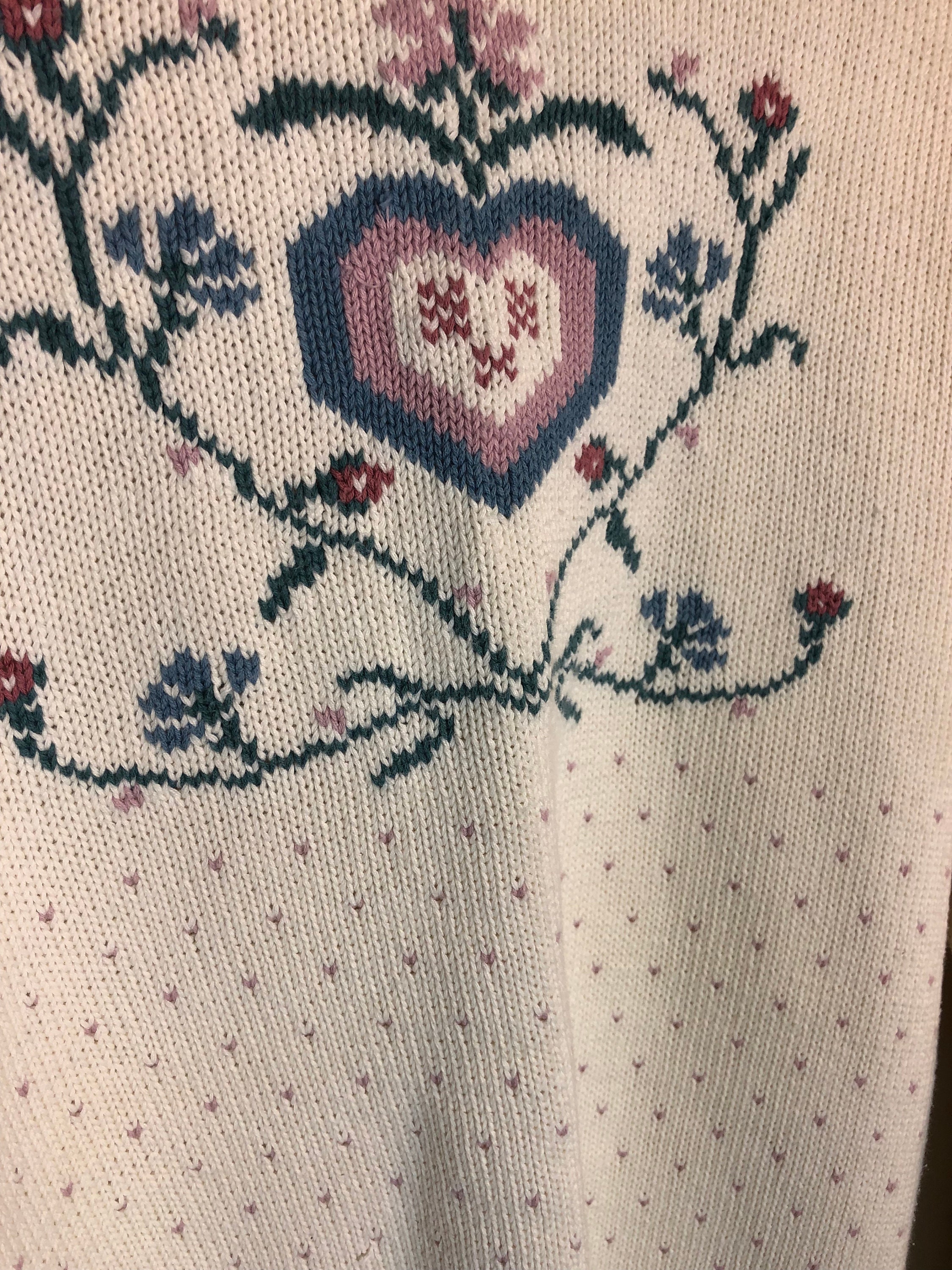 Vintage Eddie Bauer Ladies off White Sweater With Pink
