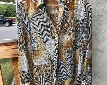 Vintage Sheer Over Shirt With Animal Prints