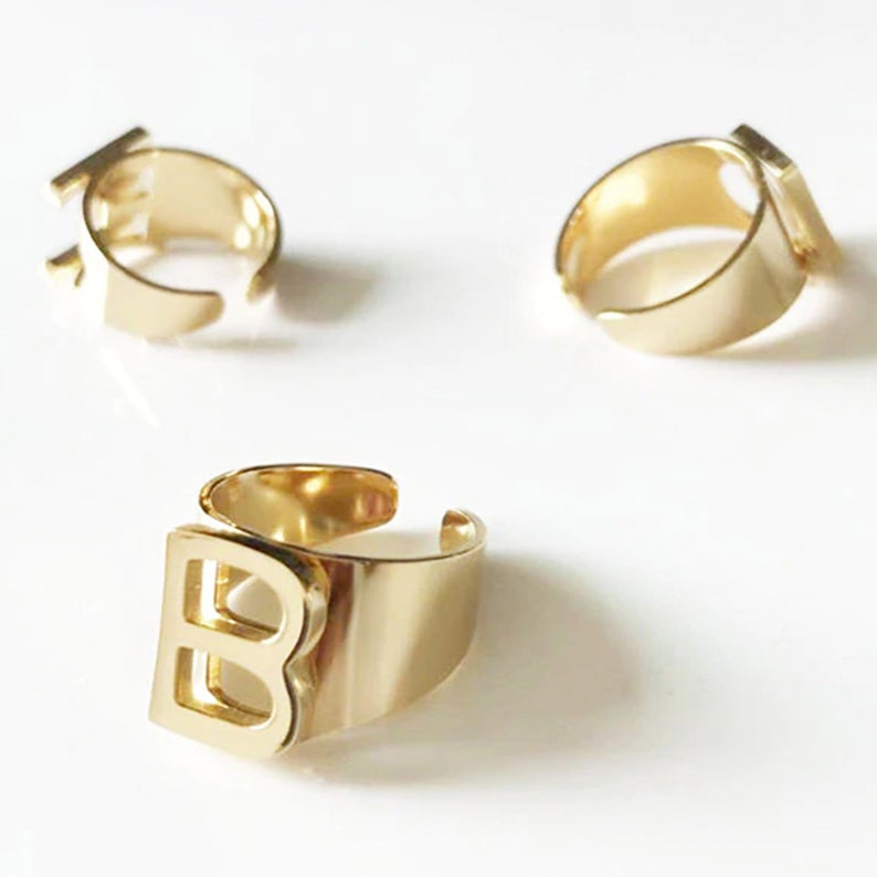 Personalized rings Letter ring. Statement rings New Personalized Adjustable GOLD Initial Ring A-Z Gold initial ring Initial rings