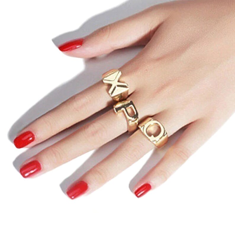 Personalized rings Letter ring. Statement rings New Personalized Adjustable GOLD Initial Ring A-Z Gold initial ring Initial rings