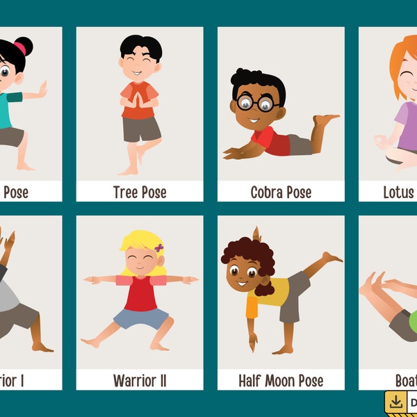 Kids yoga poses, Yoga poses, Yoga poses for beginners, Printable yoga flash cards, Yoga poses cards, Yoga poses chart