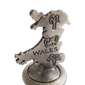 Wales Map Cymru Pewter Bottle Stopper - Hand Made in The United Kingdom