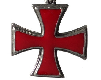 Knights Templar Cross-Pattée Pewter Pendant Necklace - Hand Made in The United Kingdom
