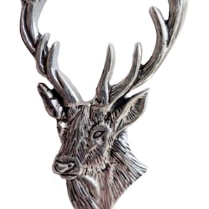 Stag Head Deer Pewter Pin Badge - Hand Made in Cornwall