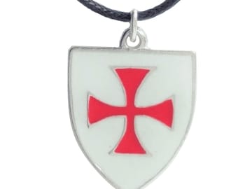 Knights Templar Shield Pewter Pendant Necklace - Hand Made in The United Kingdom