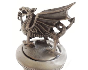 Wales Welsh Dragon Pewter and Cork Wine Bottle Stopper - Hand Made in The United Kingdom