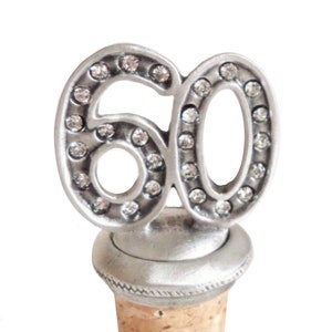 60th Birthday Pewter Bottle Stopper - Hand Made in The United Kingdom