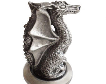 Mythical Dragon Sejant Folklore Pewter Bottle Stopper - Hand Made in The United Kingdom