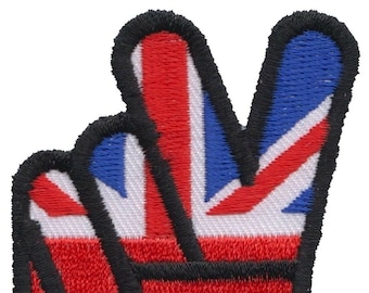 Union Jack Victory V Embroidered Patch