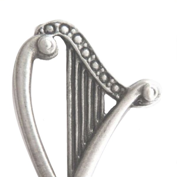 Ireland Irish Harp Pewter Pin Badge - Hand Made in The United Kingdom