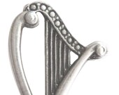 Ireland Irish Harp Pewter Pin Badge - Hand Made in The United Kingdom