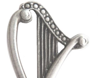 Irlande Irish Harp Pewter Pin Badge - Fabriqué à la main au Royaume-Uni