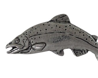 Brooch Jewelry F059 Atlantic Salmon Fish Leaping Freshwater Fish Pewter Lapel Pin Brooch Jewelry F059 Atlantic Salmon Fish Leaping Freshwater Fish Pewter Lapel Pin
