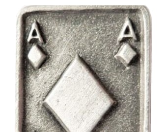 Ace of Diamonds Playing Card Pewter Pin Badge - Hand Made in The United Kingdom