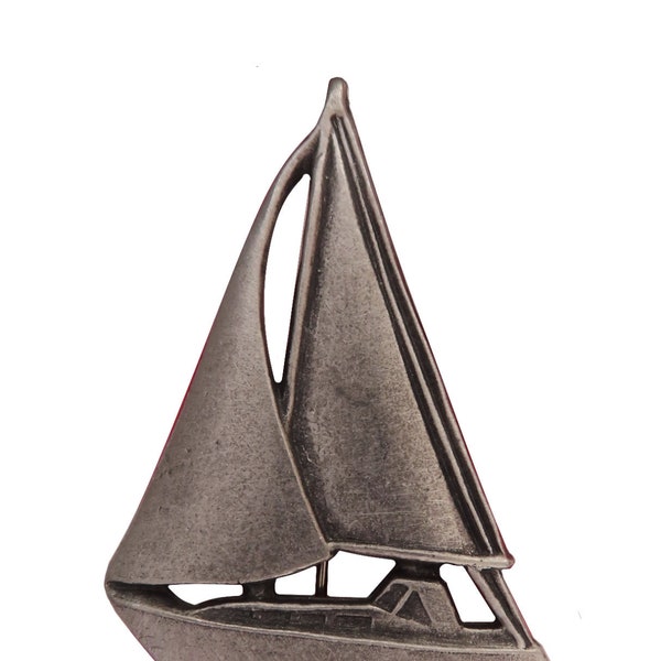 Sailing Yacht Pewter Brooch - Hand Made in The United Kingdom