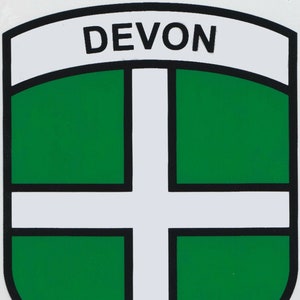 Devon County Flag Car Sticker Shield (Self-Cling) - Made in Devon, Sold from Devon